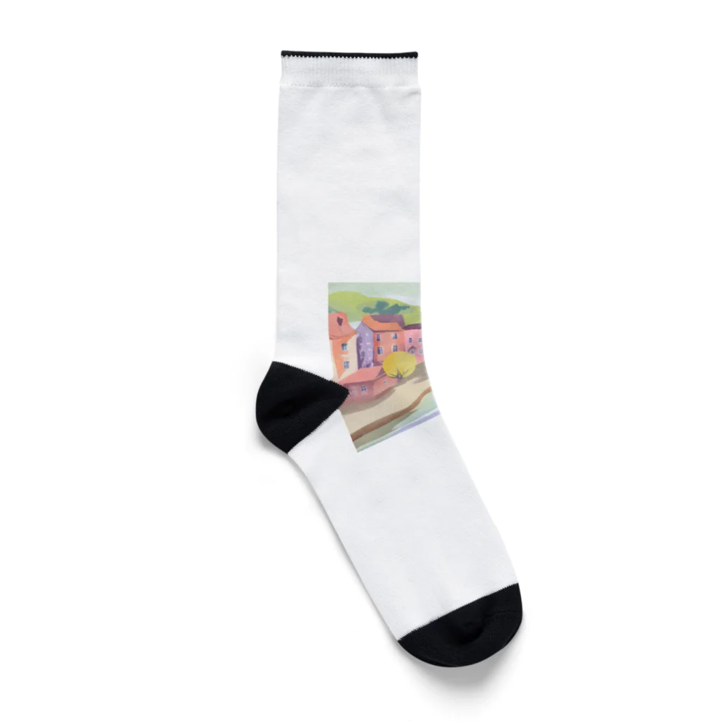 decnaの川沿いの街並み Socks