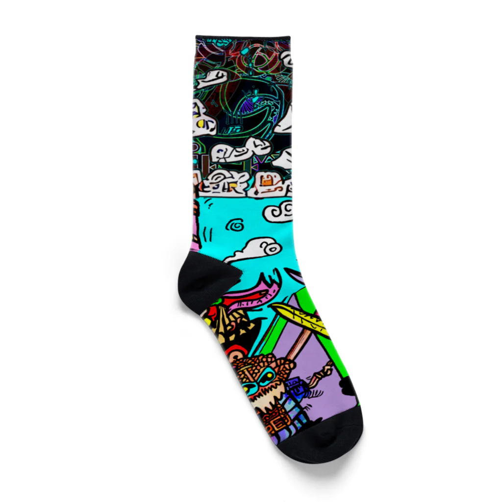 Ａ’ｚｗｏｒｋＳの宇宙人類皆兄弟 VERTICAL Socks