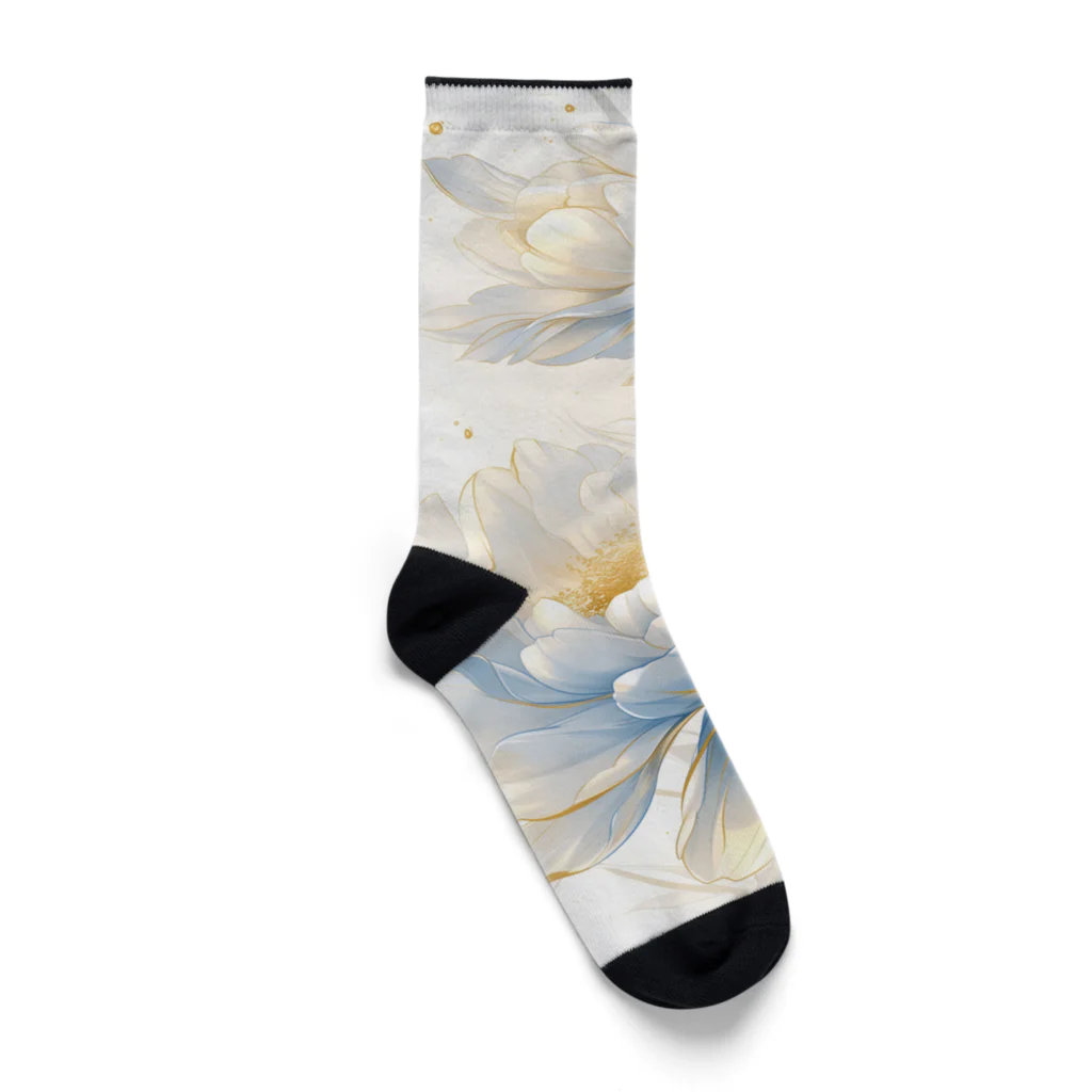 cute styleのLucky Flower Silver Blue Socks