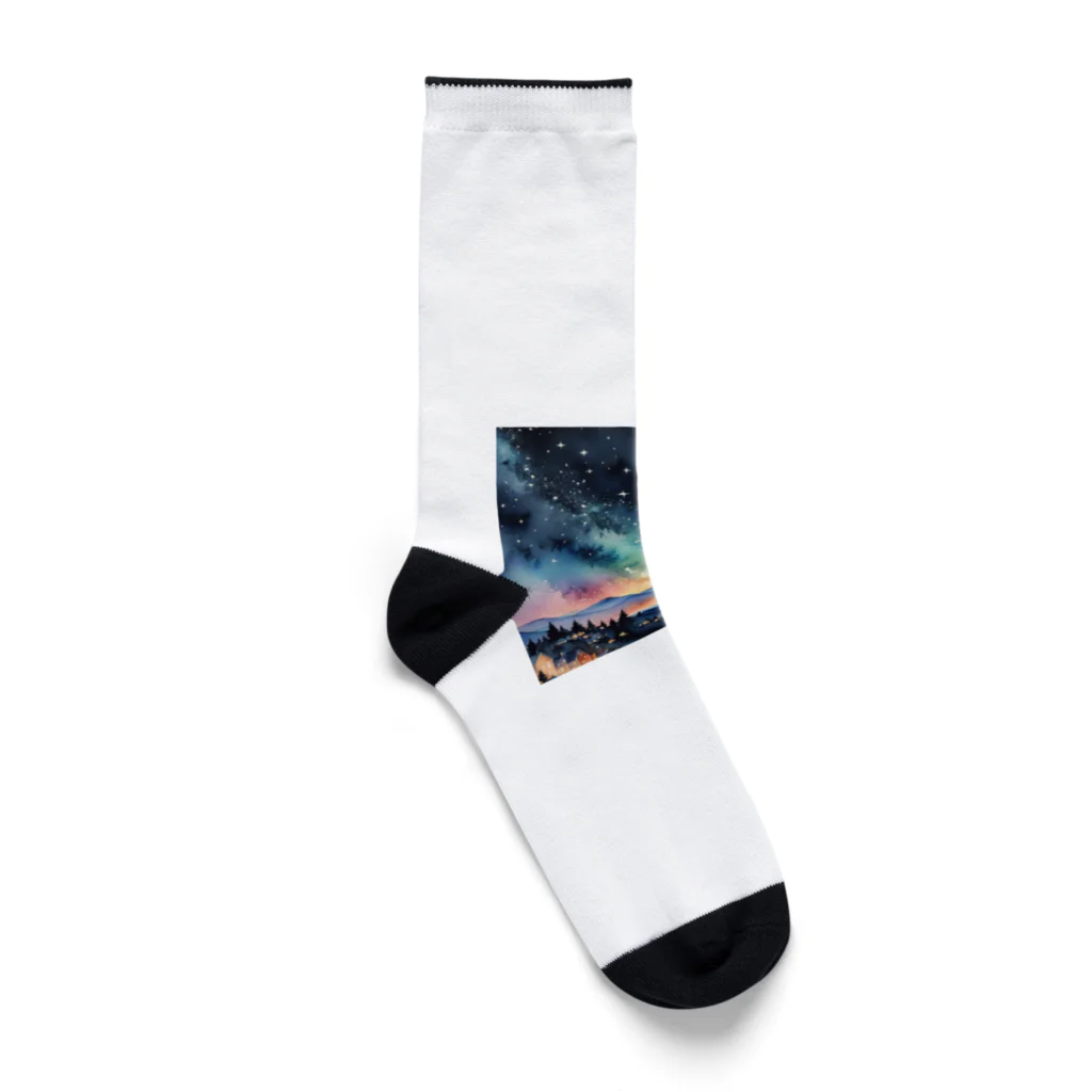 オーロラの里の星空の魔法 Socks