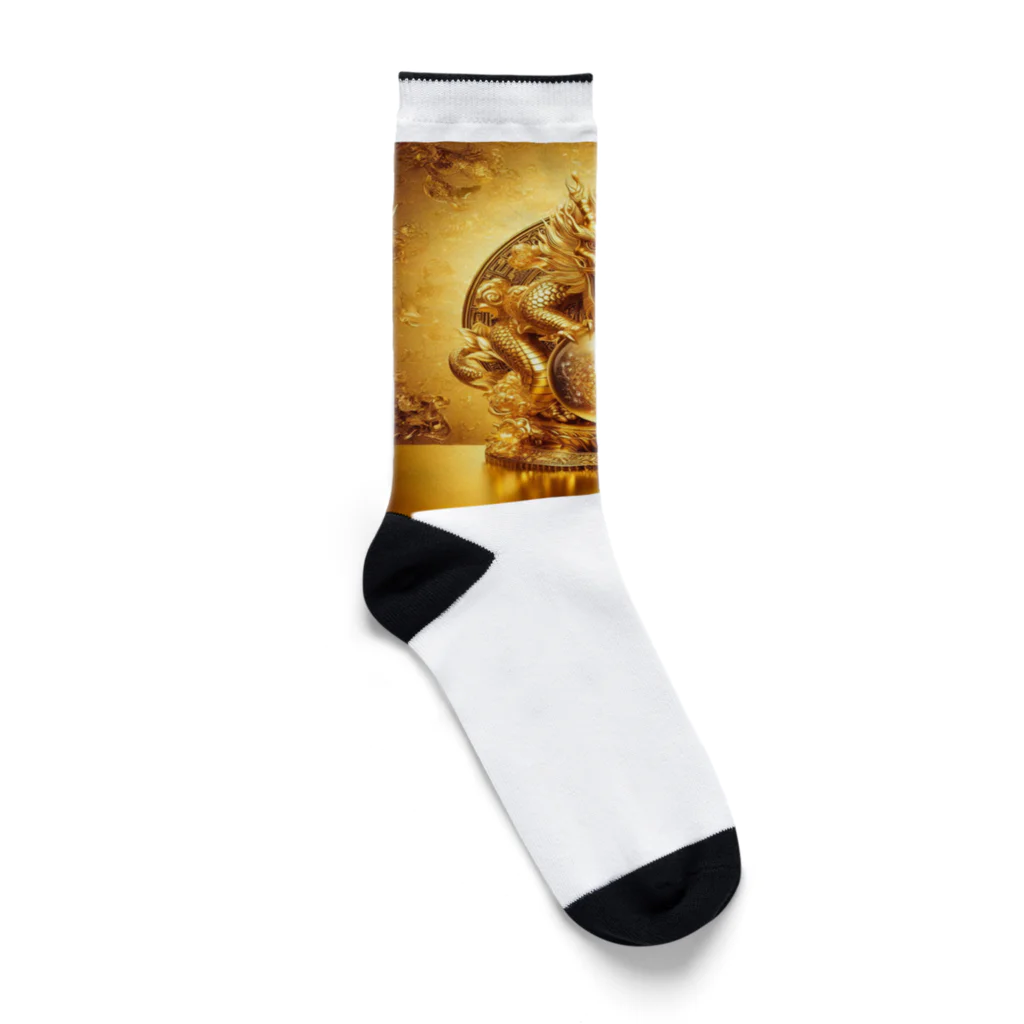 【金龍】Kinryuの【金運爆上げ】金龍守護神グッズ_001 Socks