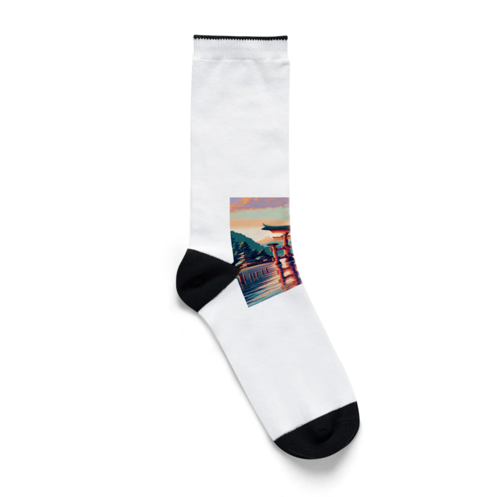 Pixel Art Goodsの厳島神社（pixel art） Socks