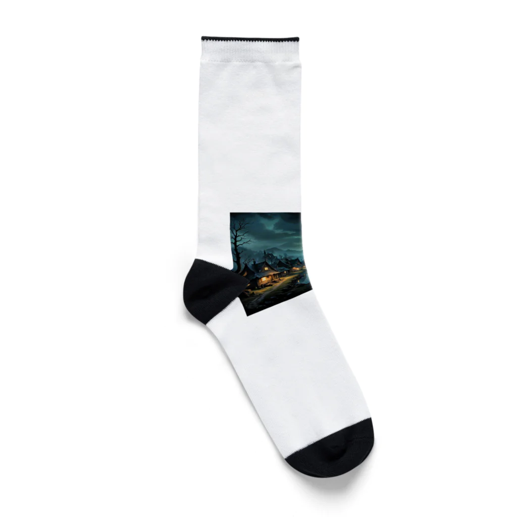 studio eizoの夜に輝く美しい村の光景 Socks