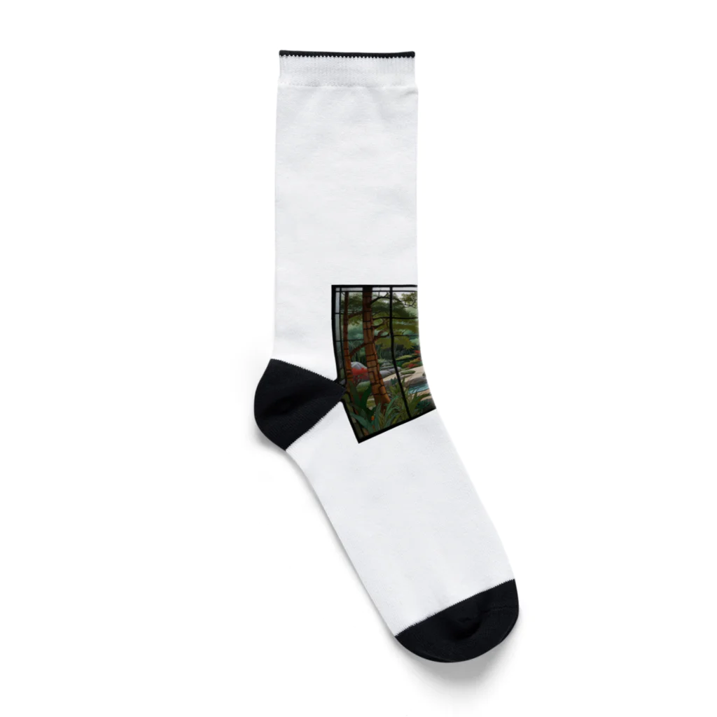 ganeshaのアジア禅庭園ステンドグラス Socks