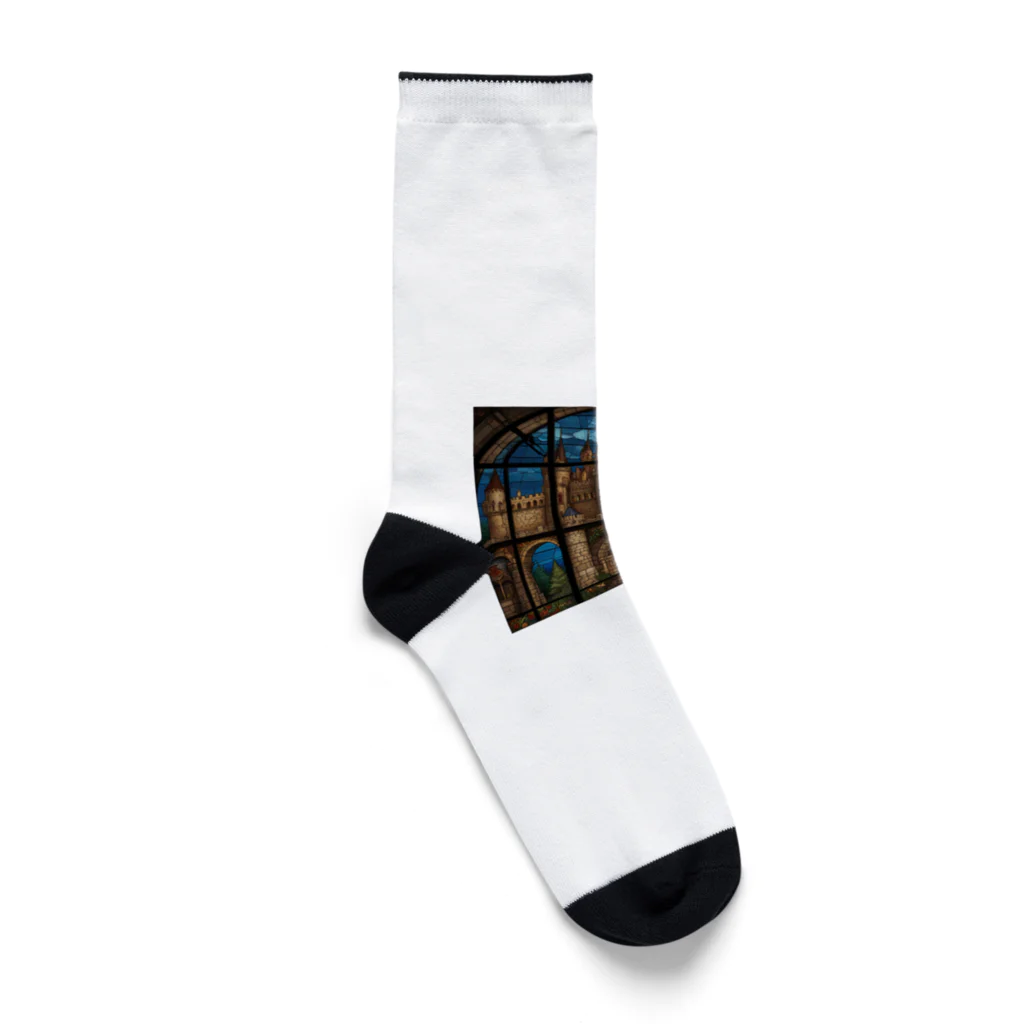 ganeshaの北米の湖のステンドグラス Socks