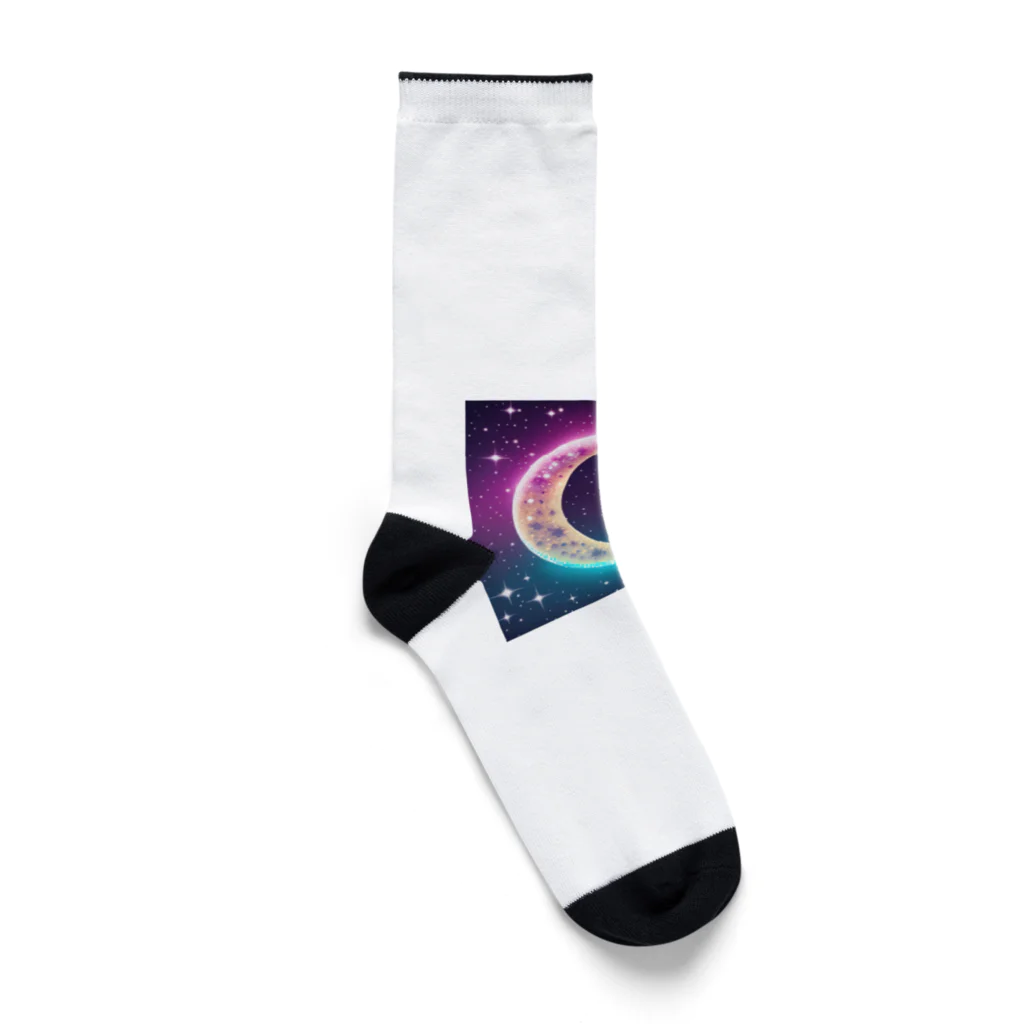 moonlightcatのグラデーションネオンカラームーン Socks
