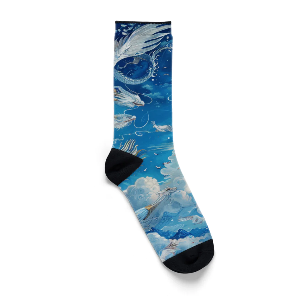 AQUAMETAVERSEの白龍青龍青空で舞う アメジスト2846 Socks