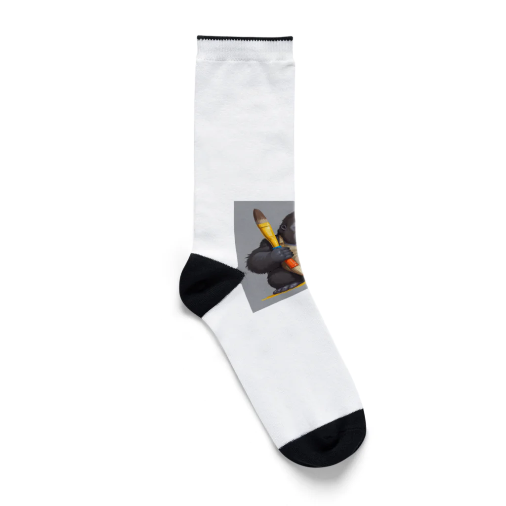 ganeshaのおもちゃのペイントブラシでかわいいゴリラに出会おう Socks