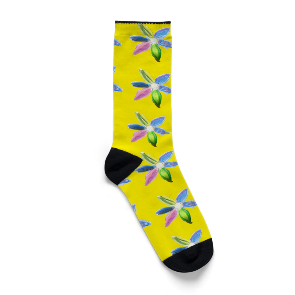 marbleSmileのピッピ 花 イエロー Socks