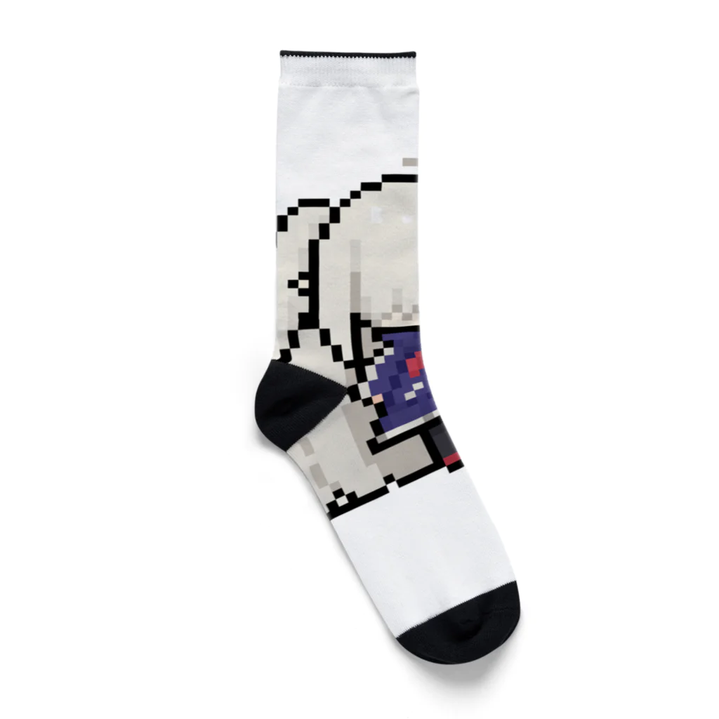 horidesuのドット絵の白髪ロング美少女 Socks