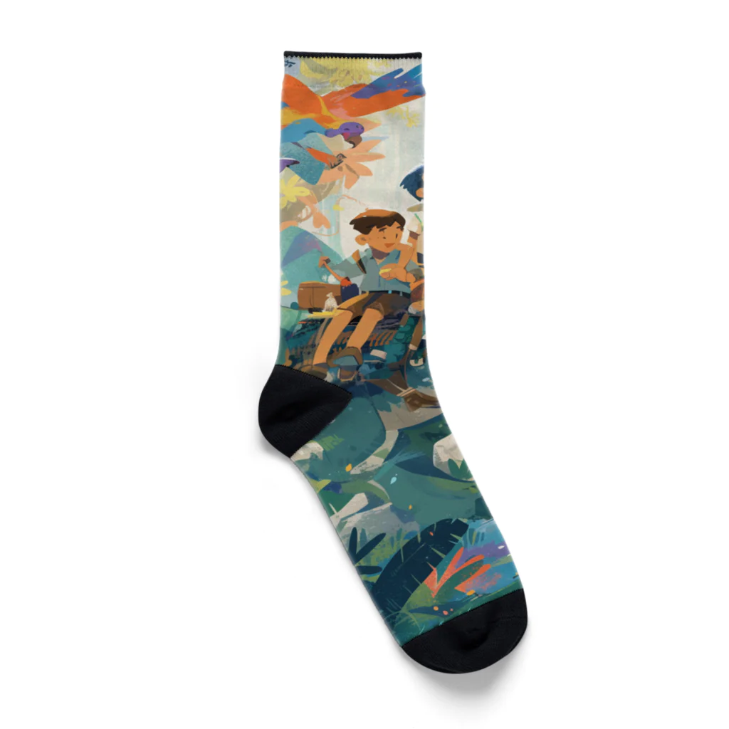 AQUAMETAVERSEの恐竜とジヤングル探検　なでしこ1478 Socks