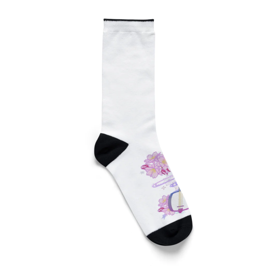 綾錦工房 りこりすの三味線 -雪月花- 【桜】 Socks