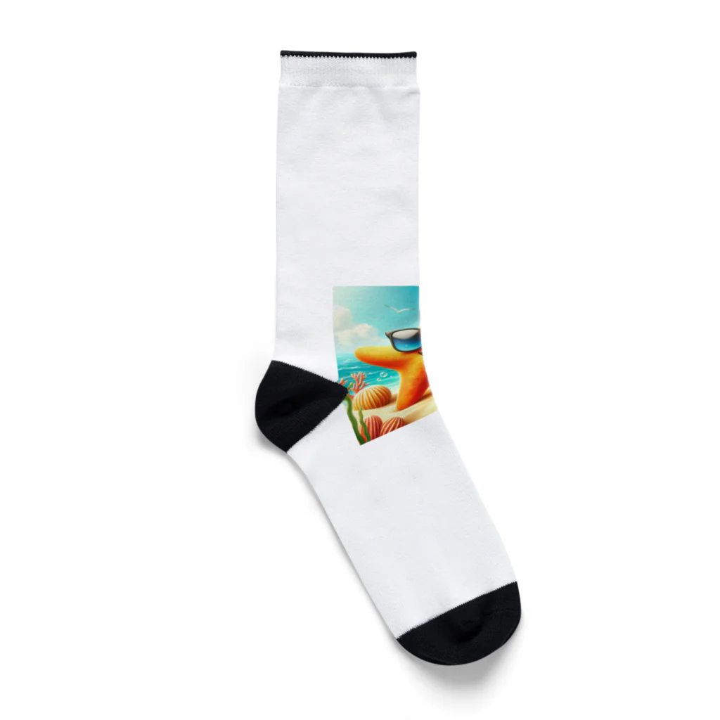 KIglassesのサングラスをかけた笑顔のヒトデ - 海の陽気な仲間！ Socks