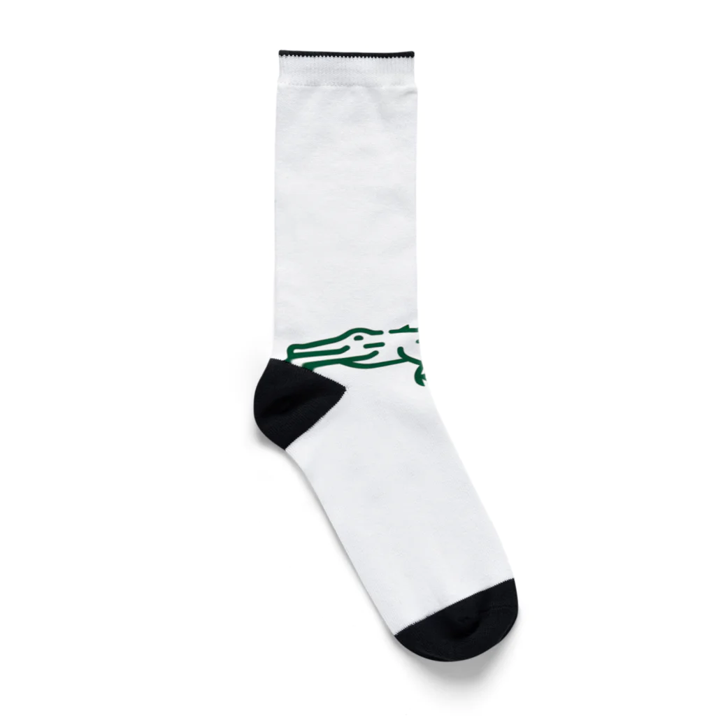 waniwanipanikuの緑のワニ Socks