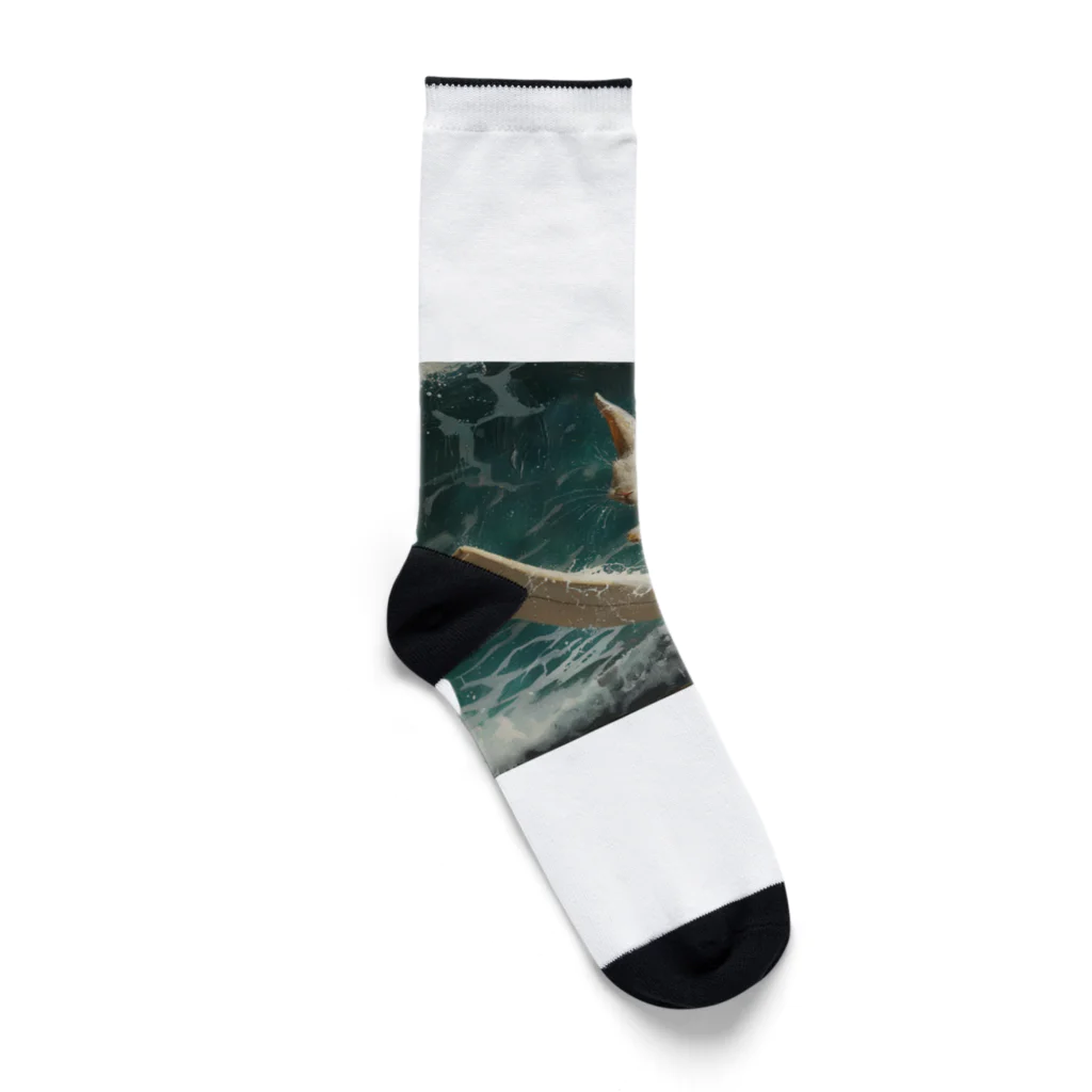 AQUAMETAVERSEのサーフィンをするウサギ Socks