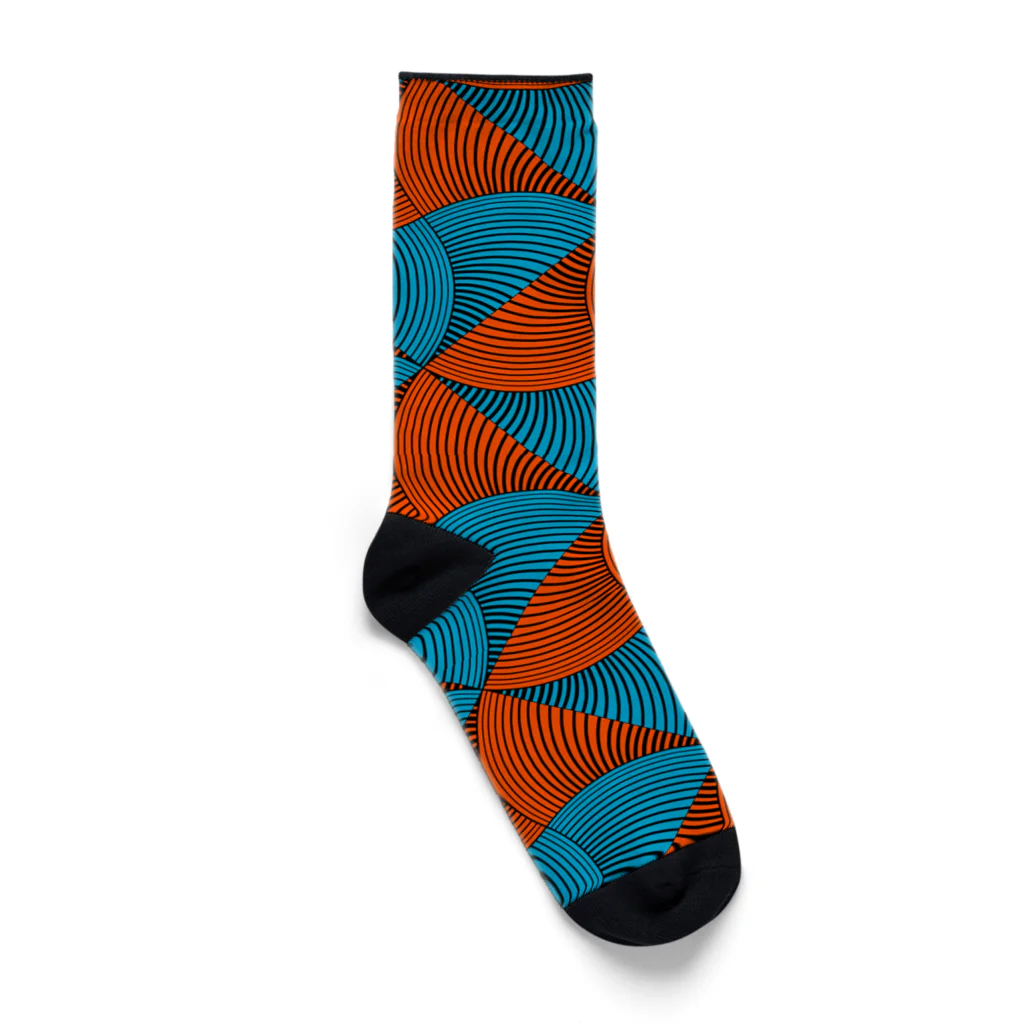 SANKAKU DESIGN STOREの2 COLOR VINTAGE WAVE。 R/B Socks