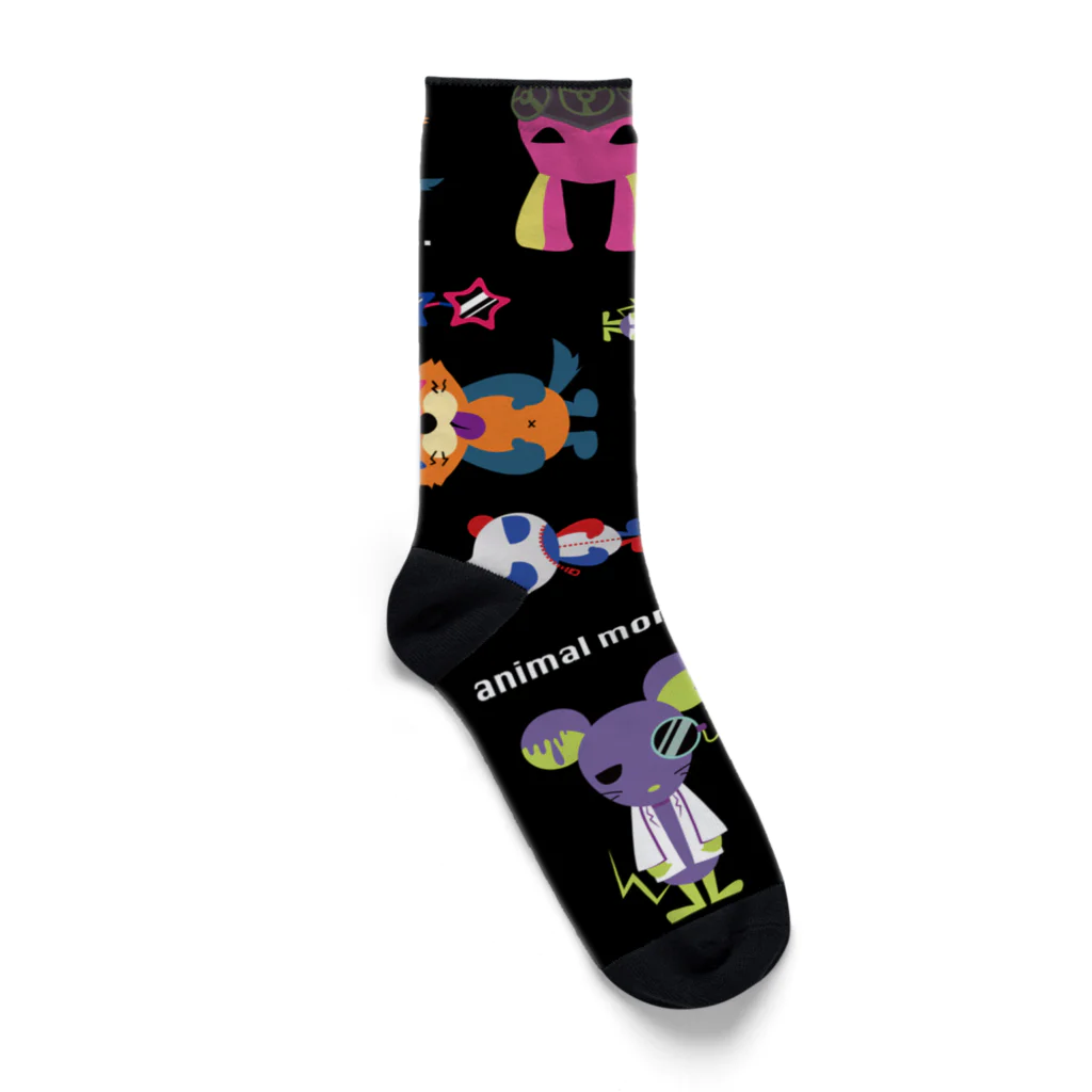 かわいくて強強のanimal monsters...(総柄) Socks