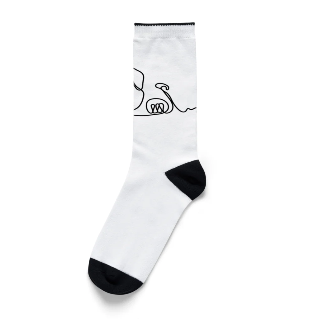 パグ PUG ぱぐ  OHMAI GALLERYのパグ一筆書Tシャツ Socks