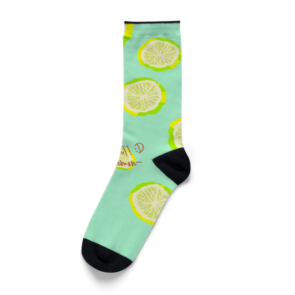 GOODS SHOP【そぞろな小窓】 SUZURI店の【ごきげんれもん】《ロゴ入り》 Socks