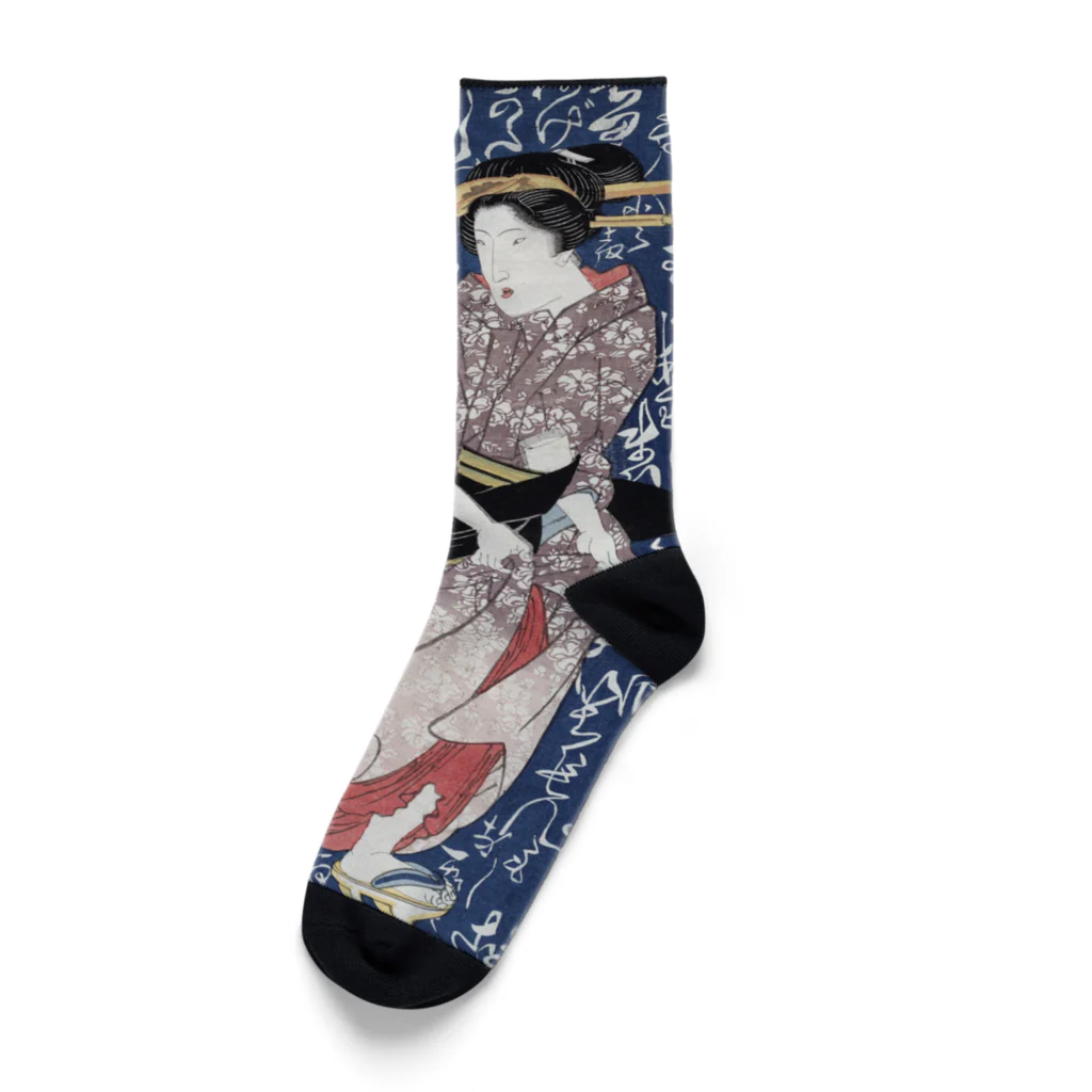 PALA's SHOP　cool、シュール、古風、和風、の和風　浮世絵 「渓斎英泉 」美人画 Socks