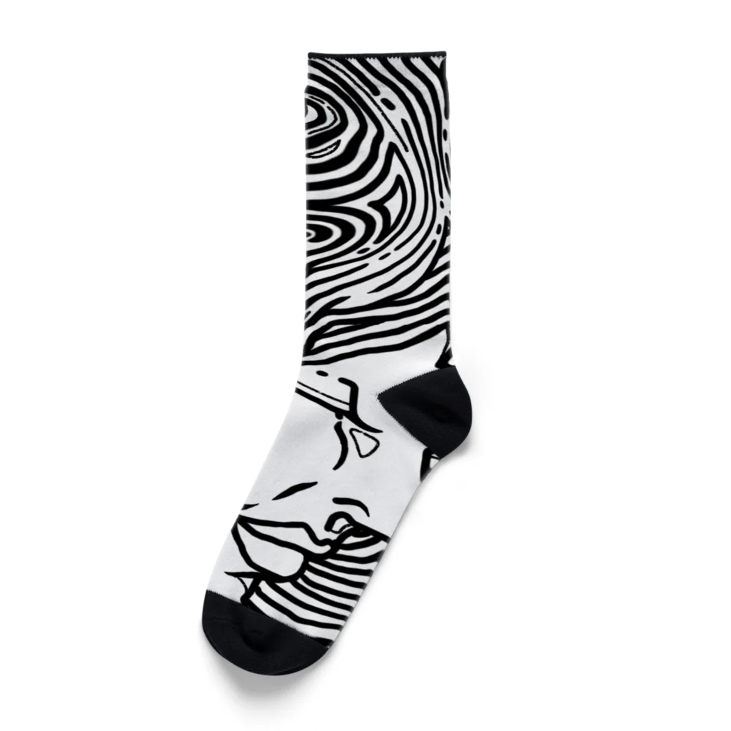 S@moffの線画　眠り Socks