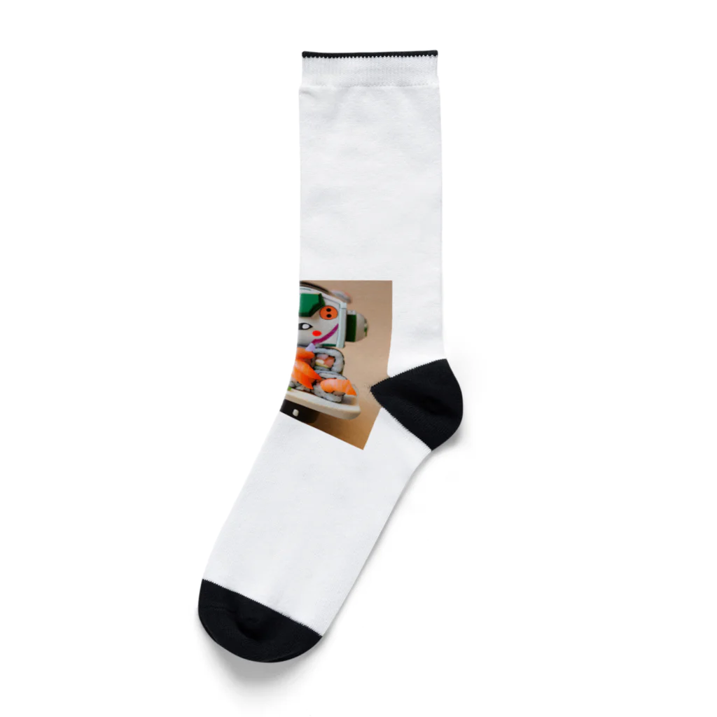 ネオ｜爆速AIクリエイターのお店のお寿司メカ×かわいいイラストグッズ Socks