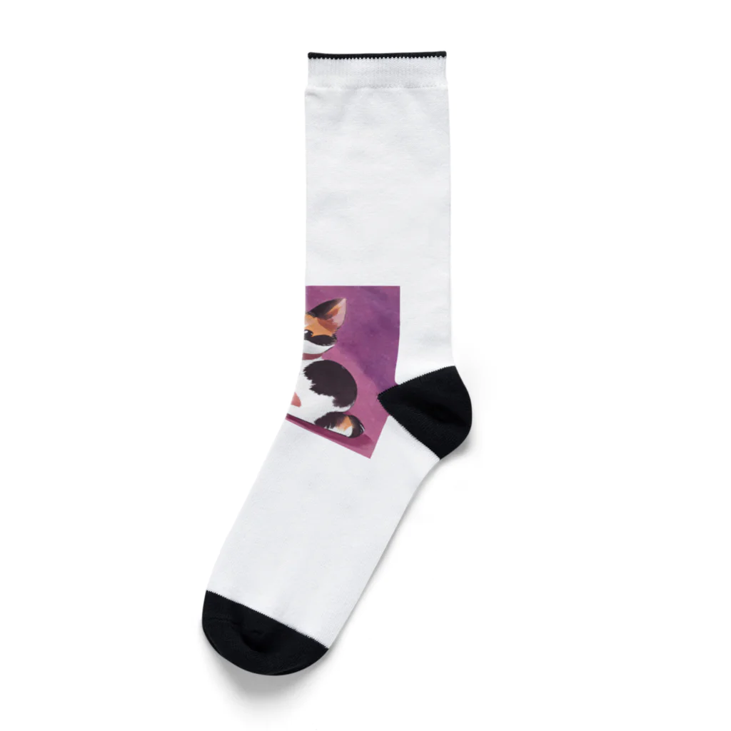 teru011のかわいい　三毛猫　グッズ Socks