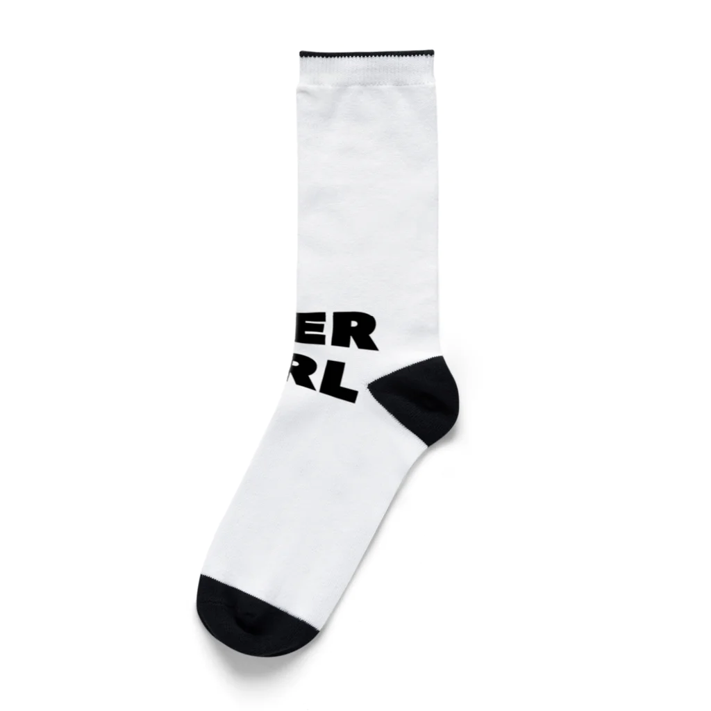 BEERのビールガール_黒字(透過) Socks