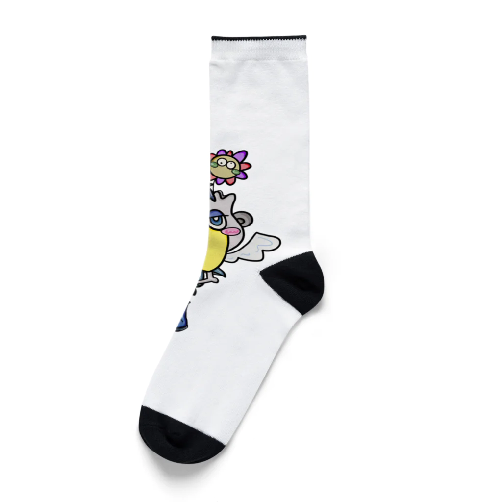 Colorful fam Earthのお花咲くハシビロコウ Socks