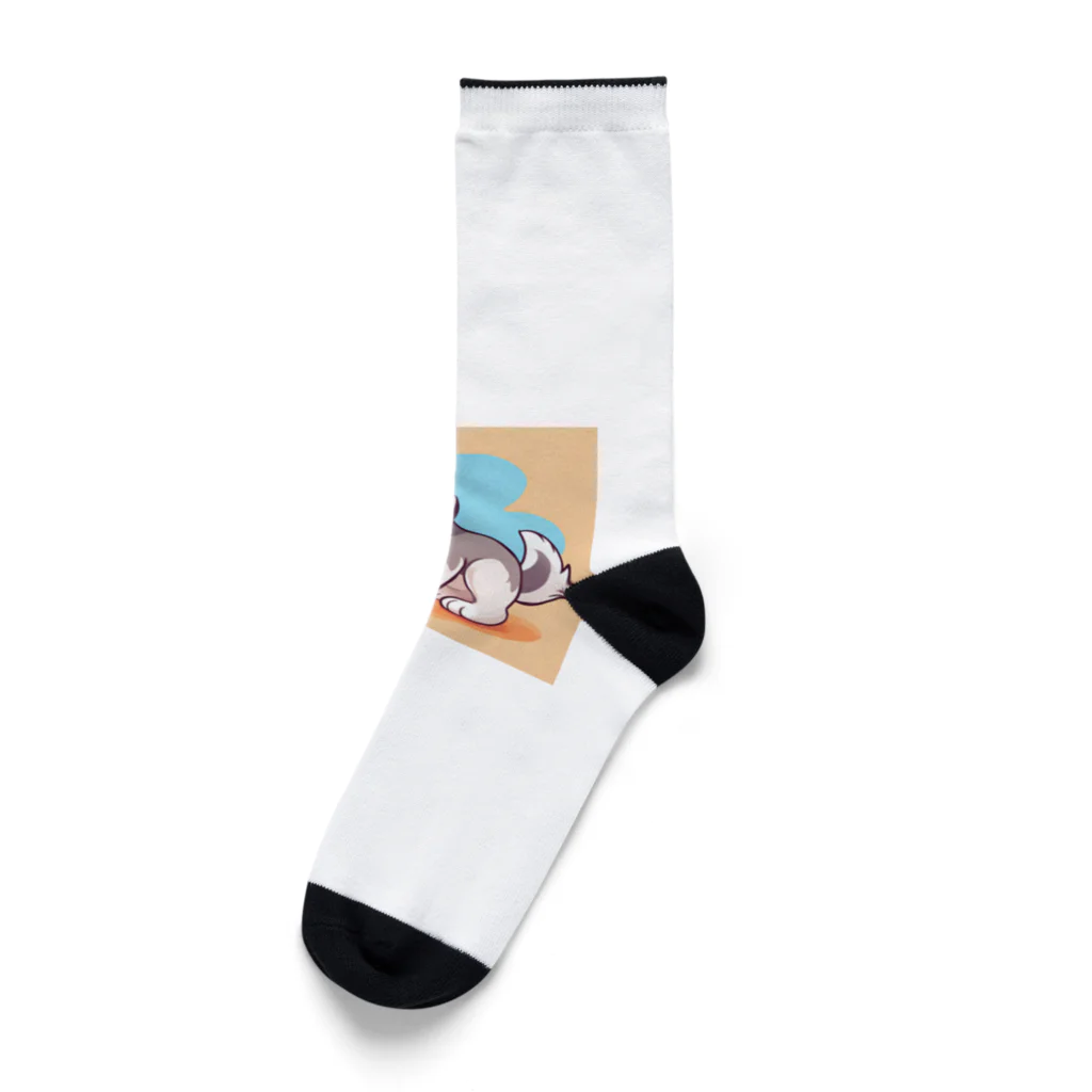 gobosyokaiのかわいいハスキーの子犬のイラストグッズC Socks