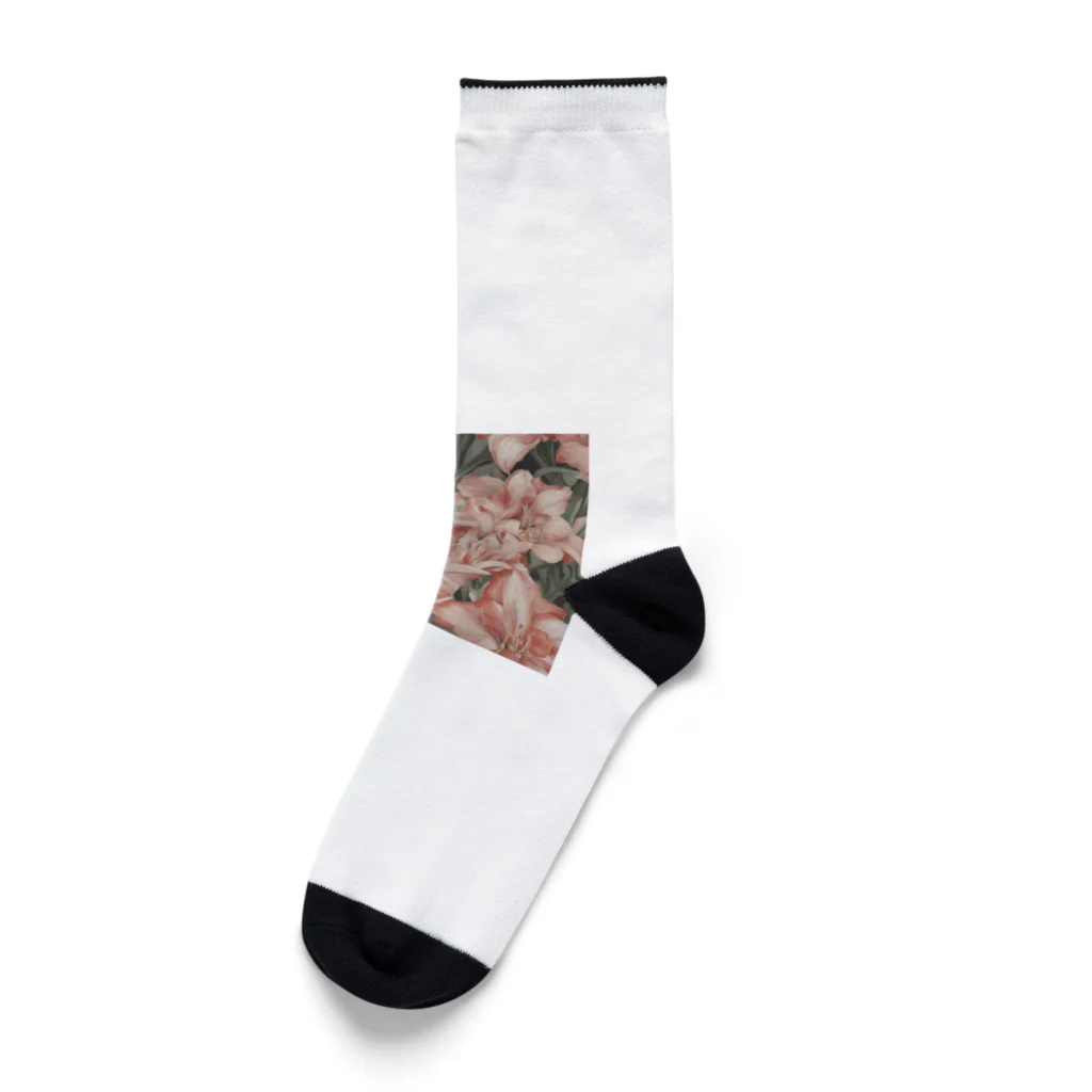 千裕アトリエ（いつもありがとう）のアマリリスのアート　Amaryllis art Socks