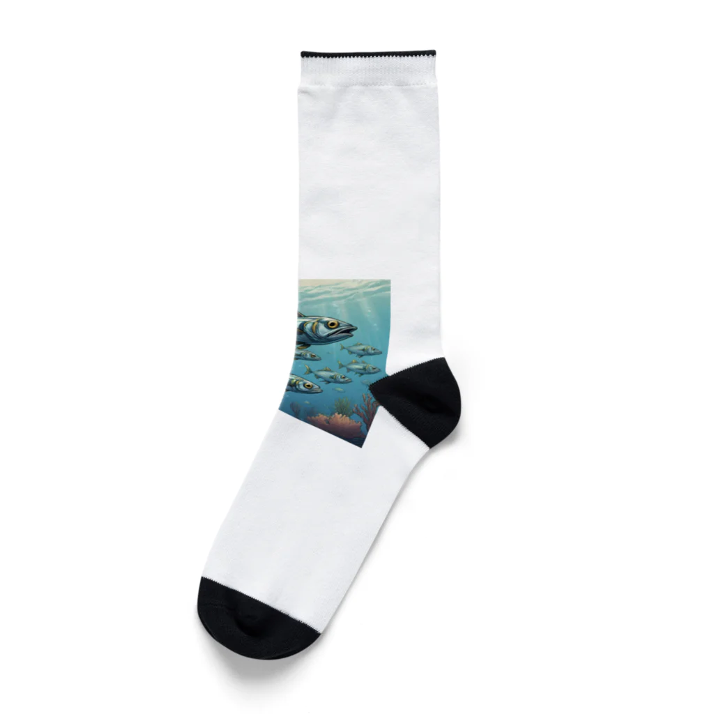 OI-ARTの海中の魚群 Socks
