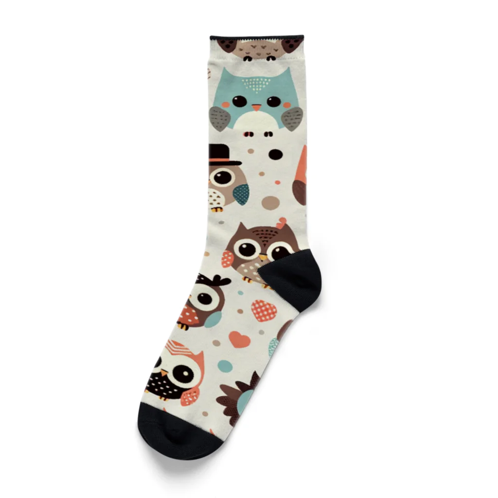 18ban's shopのフクロウドット柄 Socks