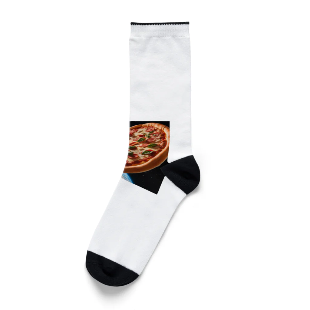 yumena_の宇宙を駆けるピザ Socks