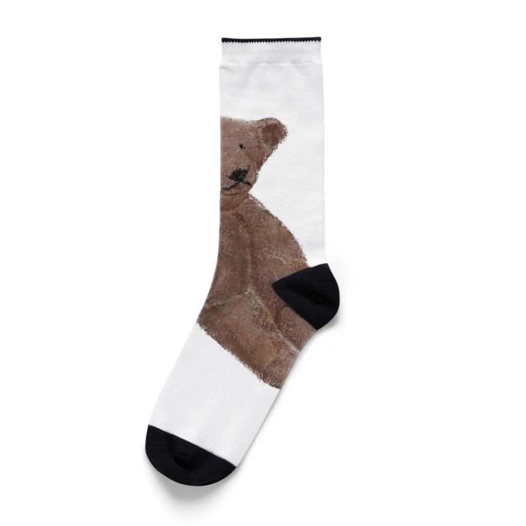 みにゆん　ねこのLovely bear。brown bear Socks