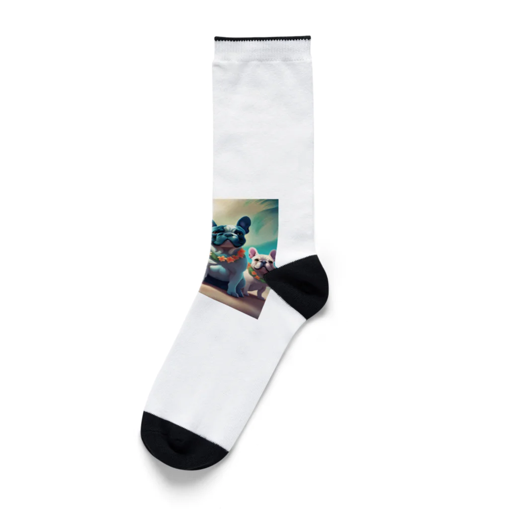 ChicCanvas Boutiqueのハワイアンで佇むフレンチブルドッグ達 Socks