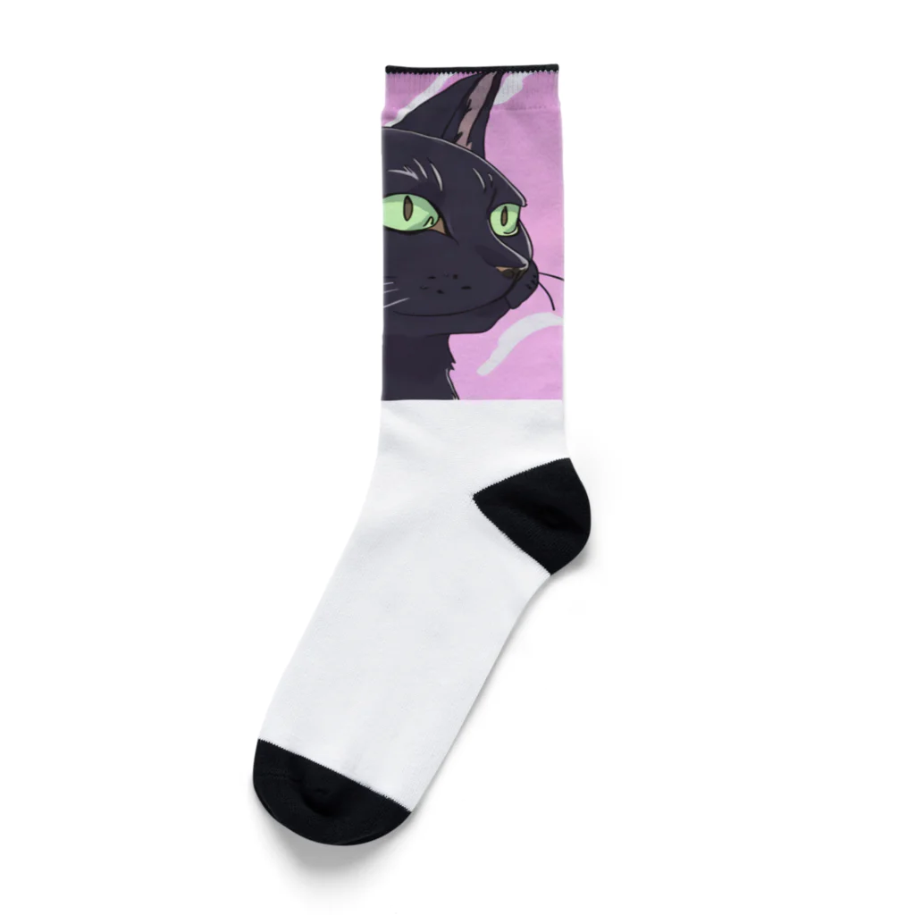 73GTCのかっこいい黒猫3 Socks