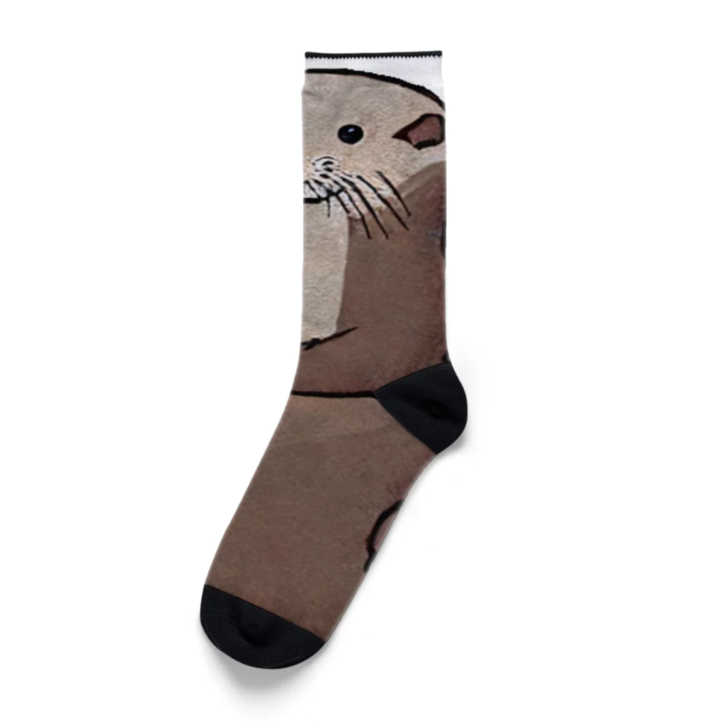 夢幻カワウソくんのお店の浮世絵風カワウソくん Socks