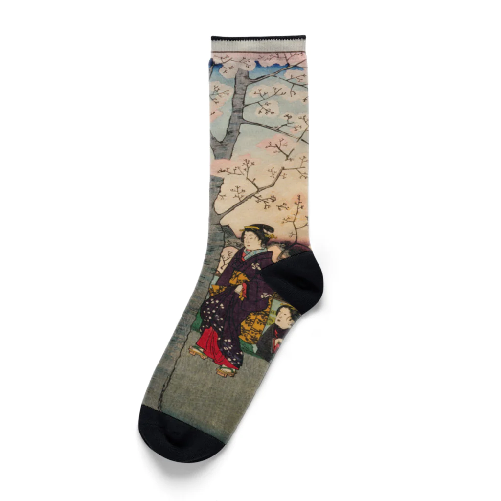 浮世絵屋の広重「冨二三十六景⑦　東都墨田堤」歌川広重の浮世絵 Socks