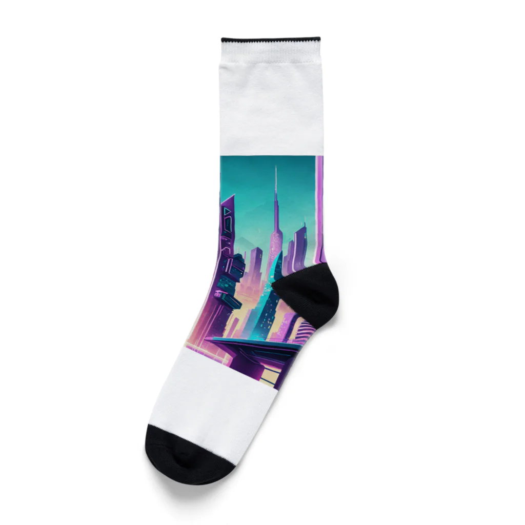 のんびりアート工房のサイバーパンク都市 Socks