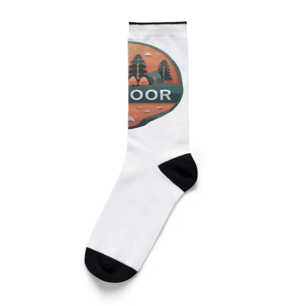 ファンシーTシャツ屋のアウトドアーワッペン夕日 Socks