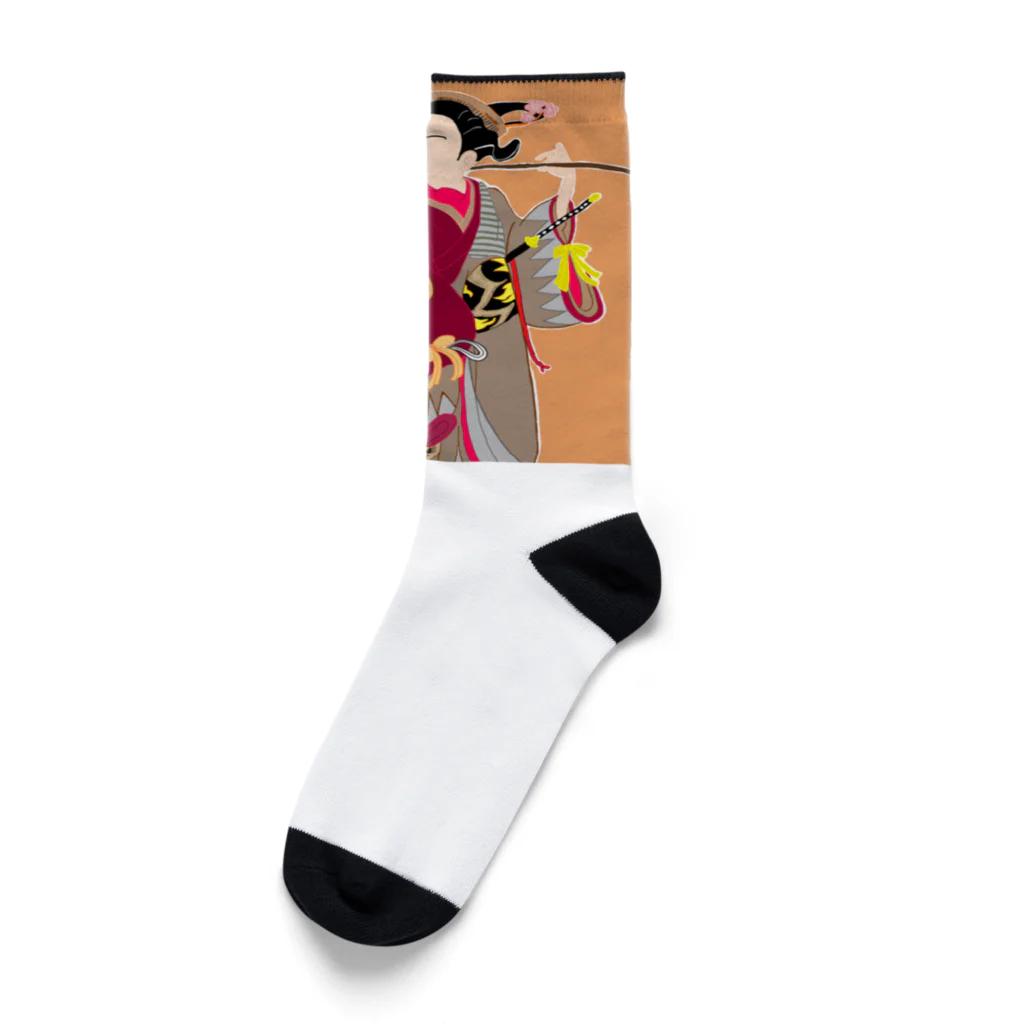 POLC＆coの浮世絵風絵画輝き Socks