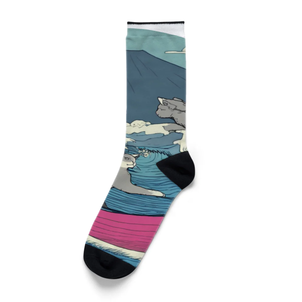 tohoku.jpのSurfing Cat 2 Socks