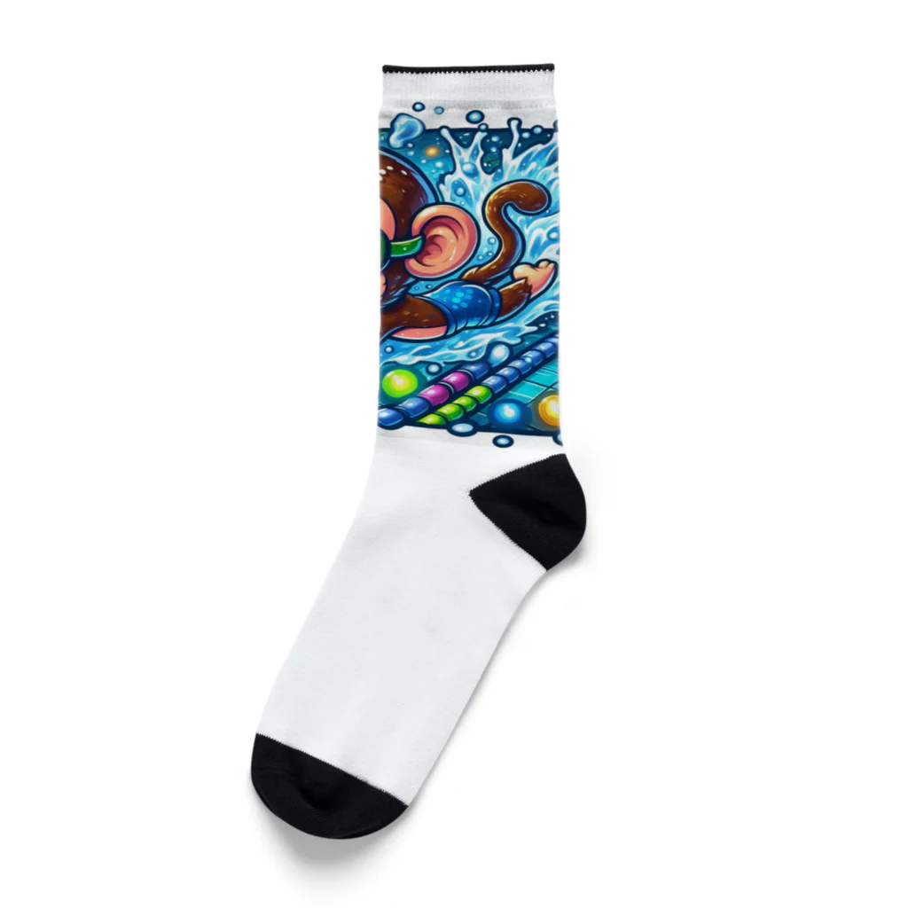 アニマルキャラクターショップのSwimming monkey Socks