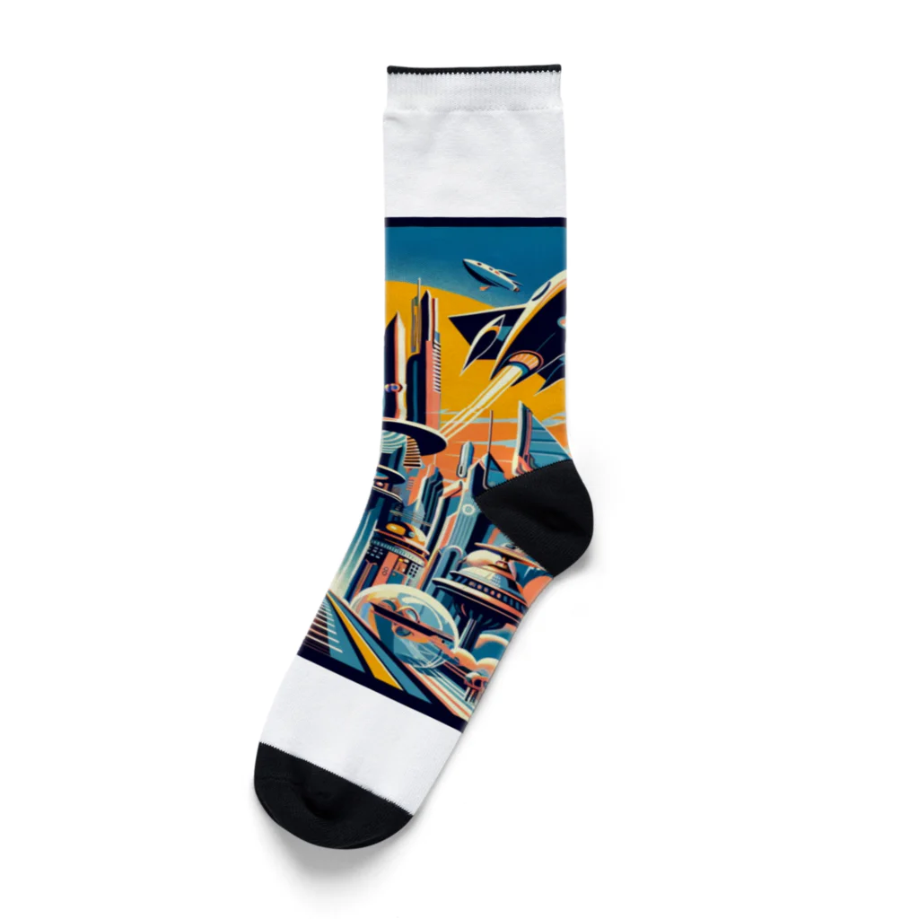 Dexsterの過去の未来観　retro-futurism design01 Socks