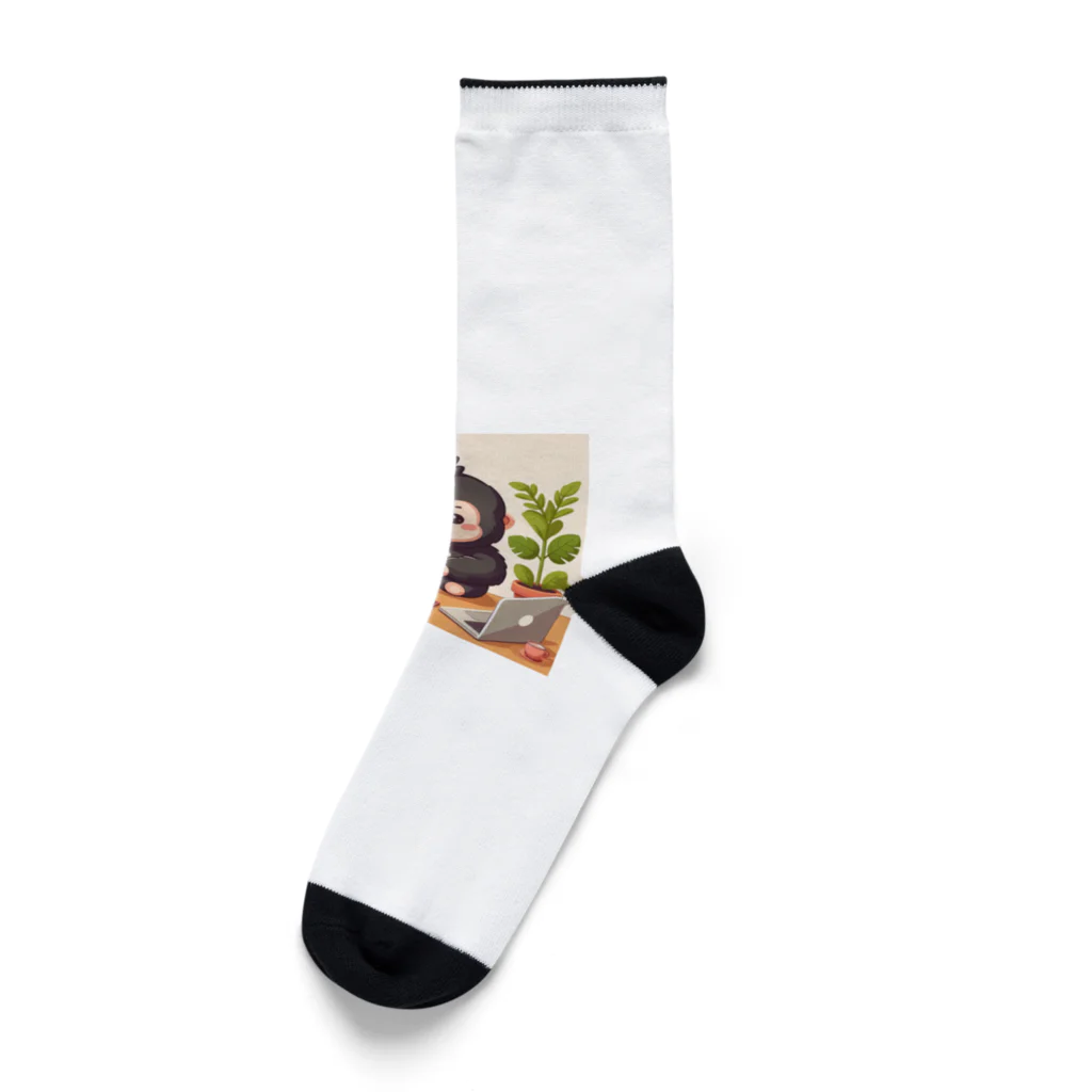 星パンダショップのほっこりコーヒーごりら君 Socks