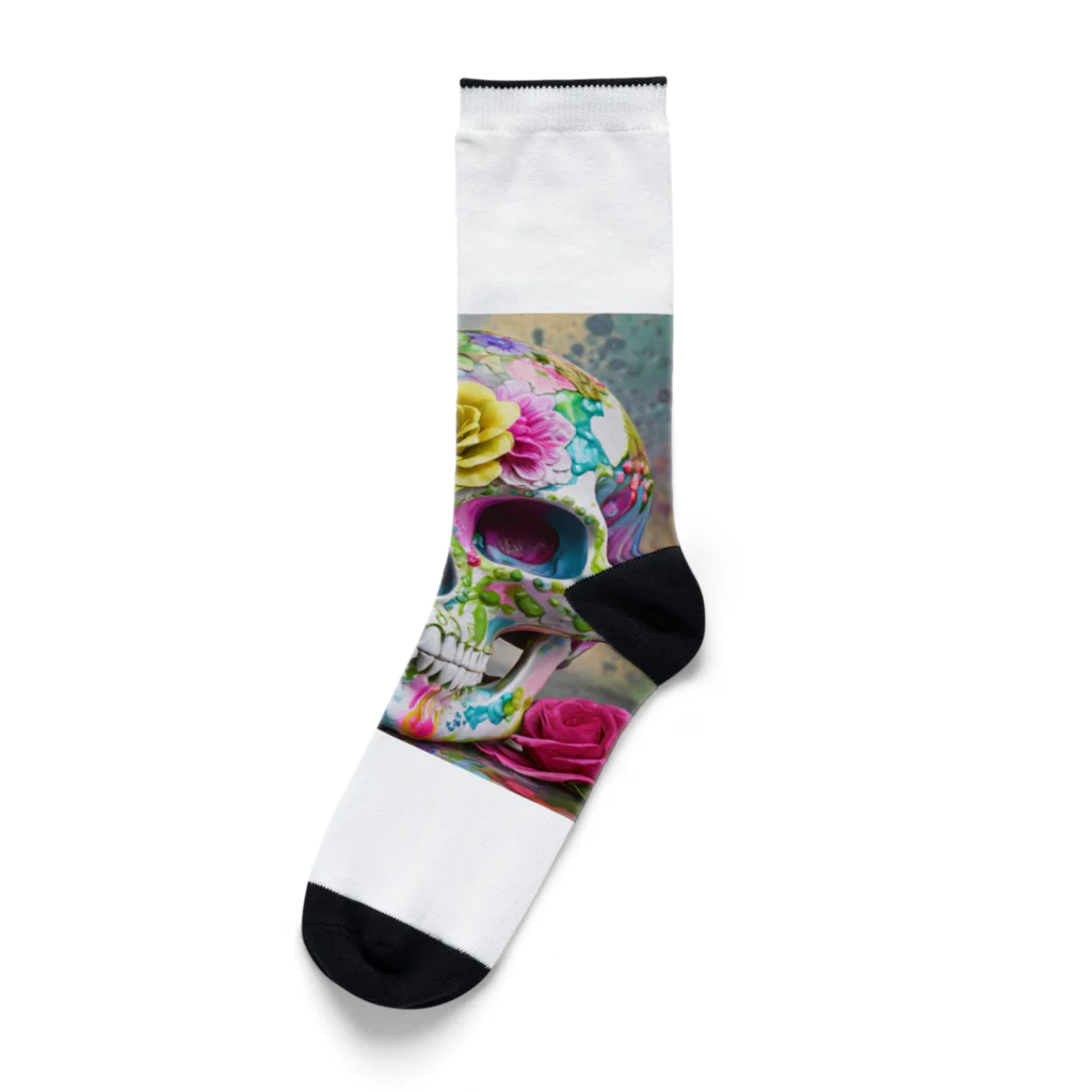 Unknown_Illusionのカラフル​な​ペイント骸骨 Socks