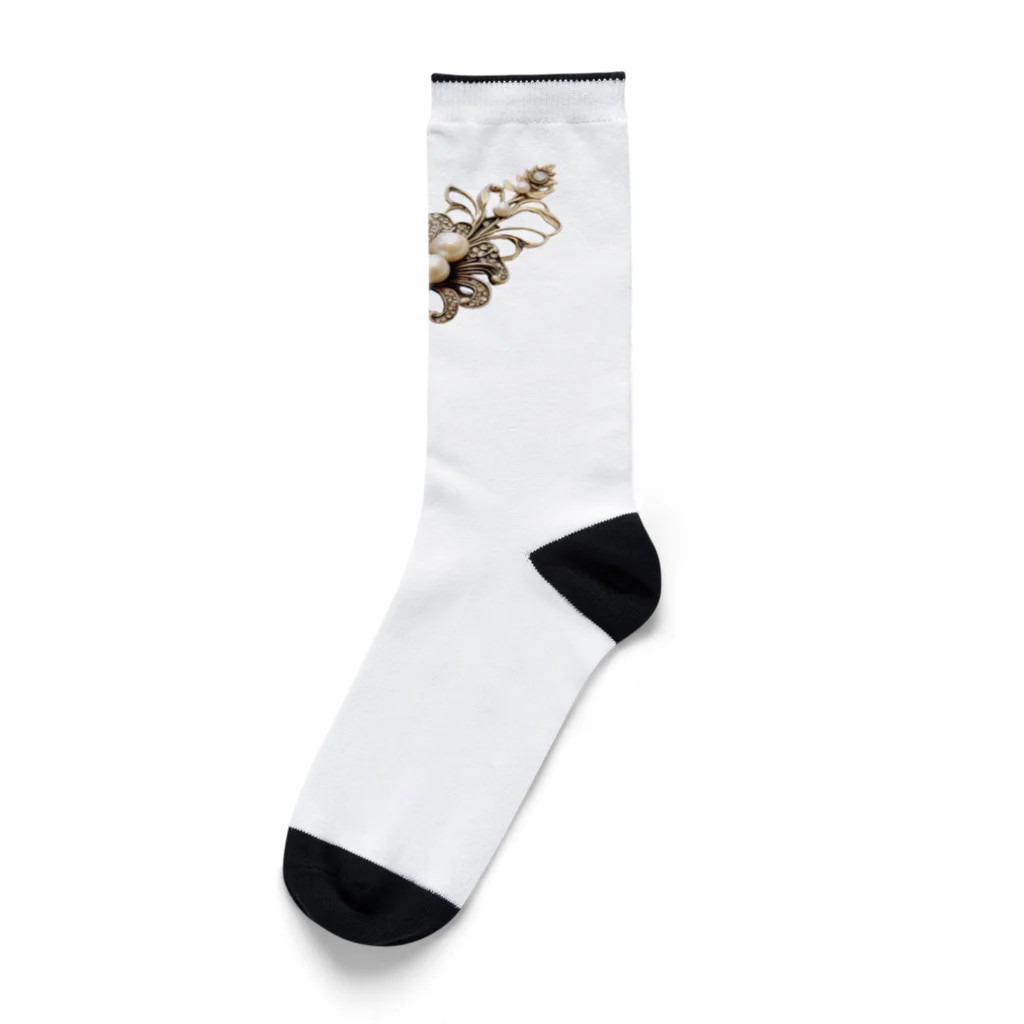 motsunabeeのpearl clip, unique, new design, special Socks