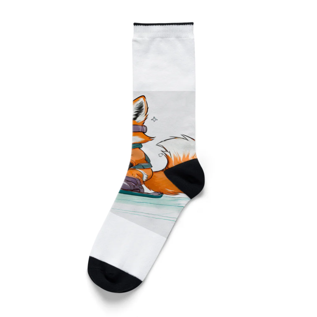 まるアニマル　のスノーボード　キツネ Socks