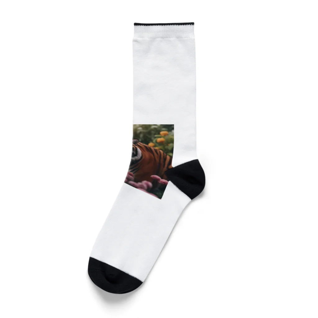 クロスクリエイティブの花を植えているトラ Socks